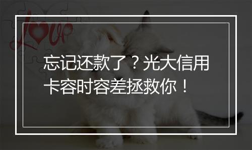 忘记还款了？光大信用卡容时容差拯救你！