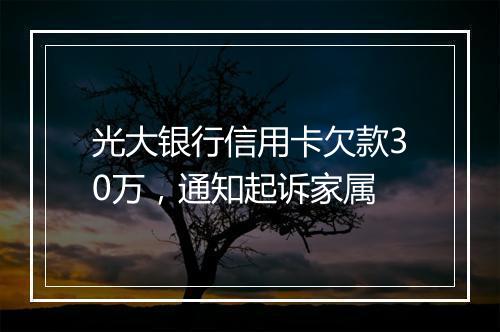 光大银行信用卡欠款30万，通知起诉家属