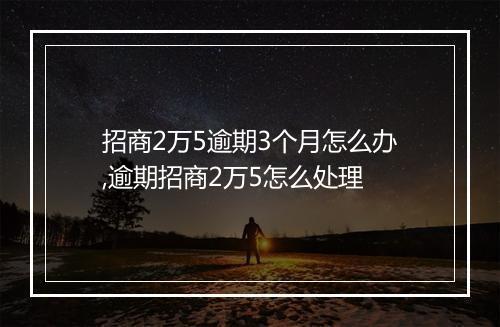 招商2万5逾期3个月怎么办,逾期招商2万5怎么处理