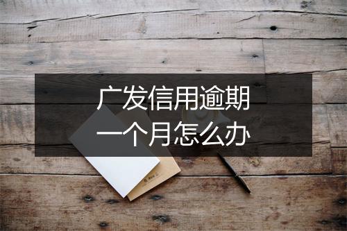 广发信用逾期一个月怎么办