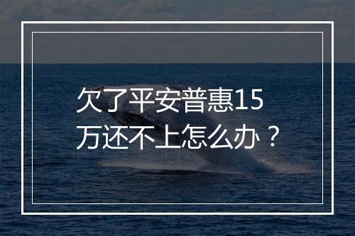 欠了平安普惠15万还不上怎么办？