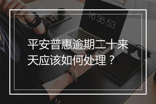 平安普惠逾期二十来天应该如何处理？