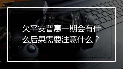 欠平安普惠一期会有什么后果需要注意什么？