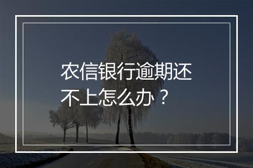 农信银行逾期还不上怎么办？