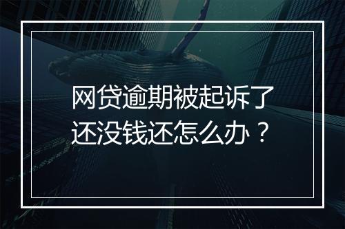 网贷逾期被起诉了还没钱还怎么办？