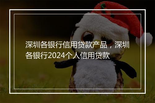 深圳各银行信用贷款产品，深圳各银行2024个人信用贷款
