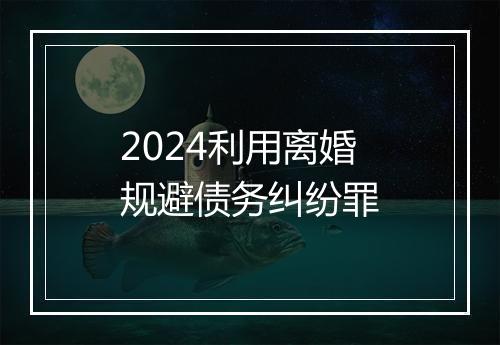 2024利用离婚规避债务纠纷罪