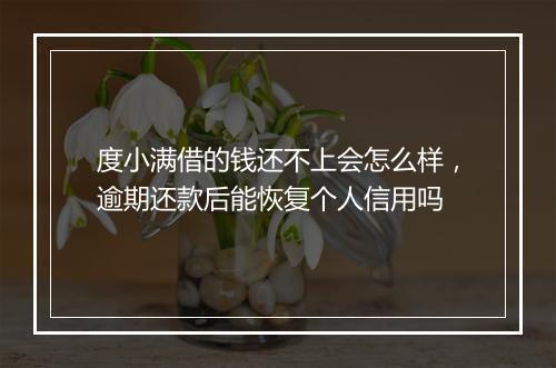度小满借的钱还不上会怎么样，逾期还款后能恢复个人信用吗
