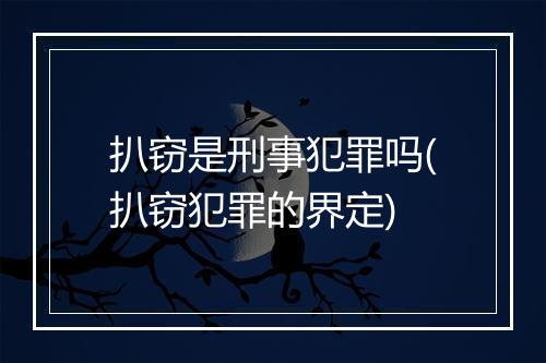扒窃是刑事犯罪吗(扒窃犯罪的界定)
