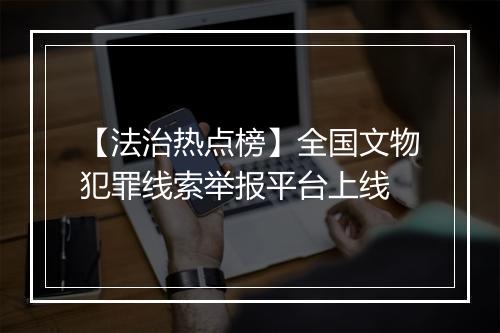 【法治热点榜】全国文物犯罪线索举报平台上线