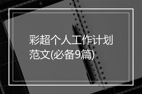 彩超个人工作计划范文(必备9篇)