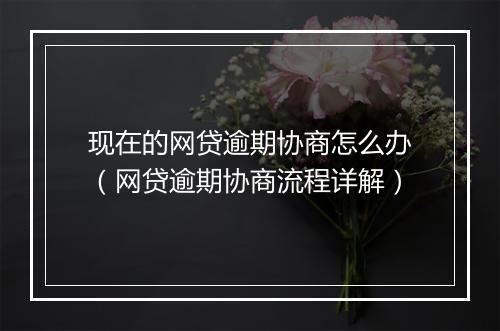 现在的网贷逾期协商怎么办（网贷逾期协商流程详解）