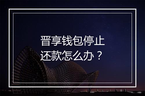 晋享钱包停止还款怎么办？