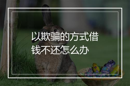 以欺骗的方式借钱不还怎么办