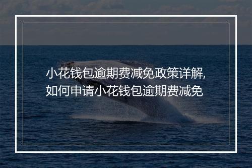 小花钱包逾期费减免政策详解,如何申请小花钱包逾期费减免