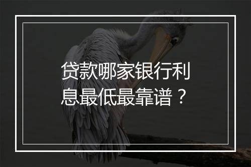 贷款哪家银行利息最低最靠谱？