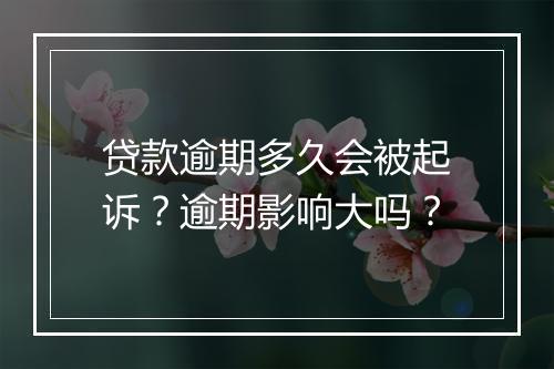 贷款逾期多久会被起诉？逾期影响大吗？