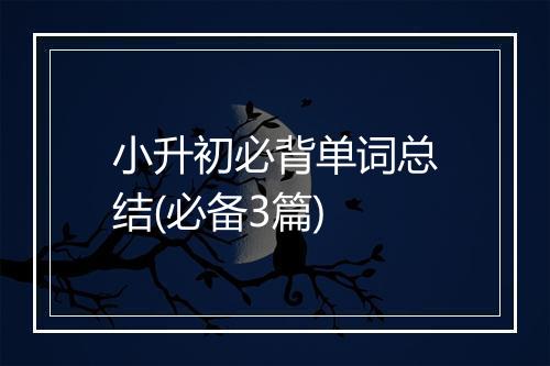 小升初必背单词总结(必备3篇)