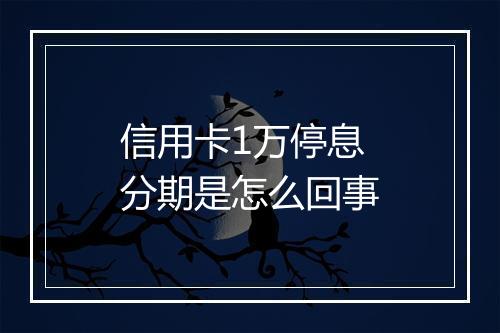 信用卡1万停息分期是怎么回事