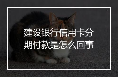 建设银行信用卡分期付款是怎么回事