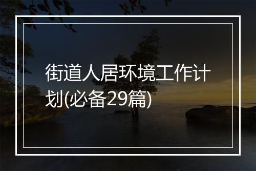 街道人居环境工作计划(必备29篇)