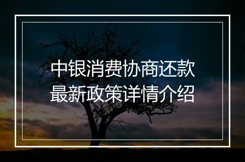 中银消费协商还款最新政策详情介绍