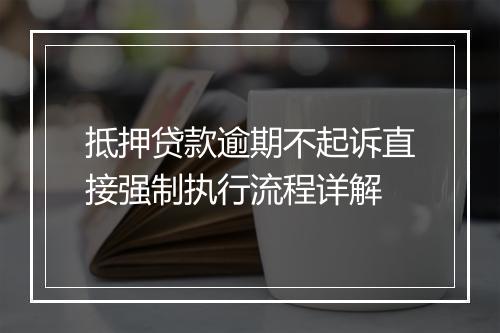 抵押贷款逾期不起诉直接强制执行流程详解