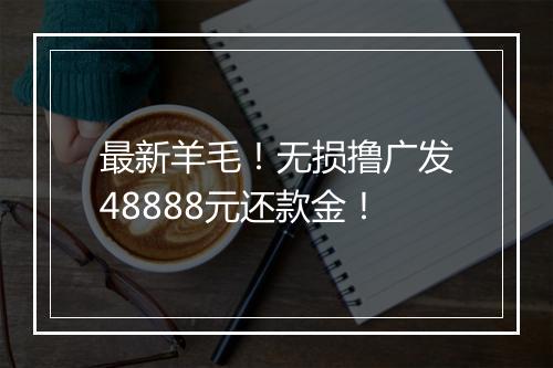 最新羊毛！无损撸广发48888元还款金！