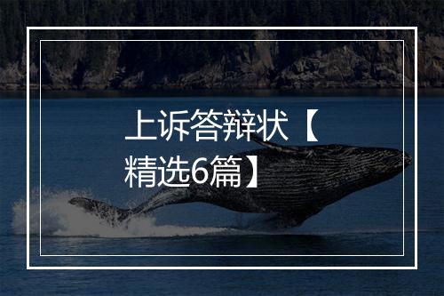 上诉答辩状【精选6篇】