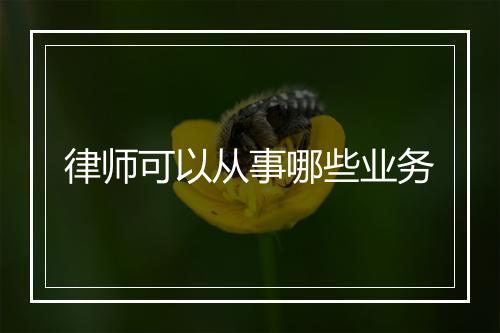 律师可以从事哪些业务
