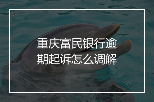 重庆富民银行逾期起诉怎么调解