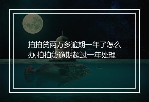 拍拍贷两万多逾期一年了怎么办,拍拍贷逾期超过一年处理