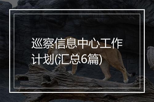 巡察信息中心工作计划(汇总6篇)