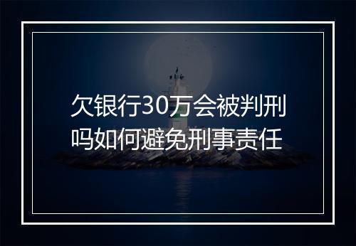 欠银行30万会被判刑吗如何避免刑事责任