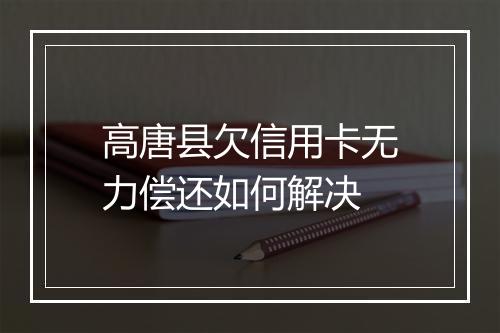 高唐县欠信用卡无力偿还如何解决