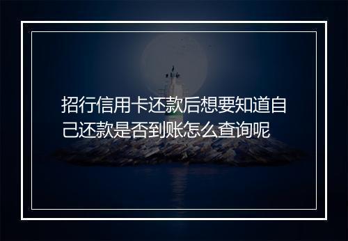 招行信用卡还款后想要知道自己还款是否到账怎么查询呢