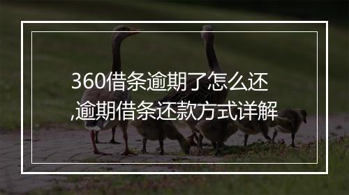 360借条逾期了怎么还,逾期借条还款方式详解