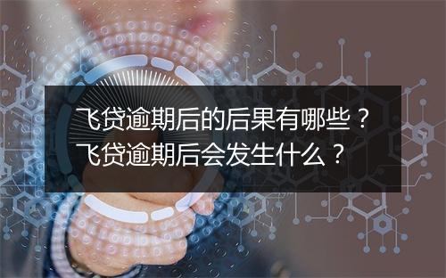 飞贷逾期后的后果有哪些？飞贷逾期后会发生什么？