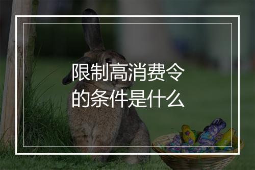 限制高消费令的条件是什么