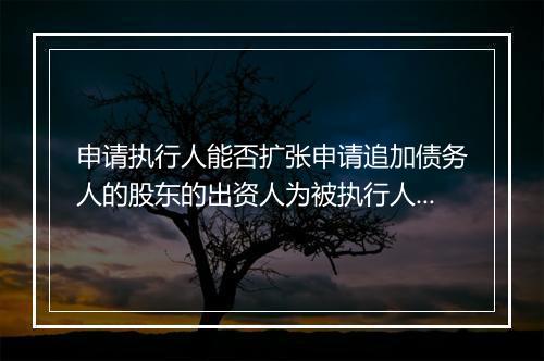 申请执行人能否扩张申请追加债务人的股东的出资人为被执行人？