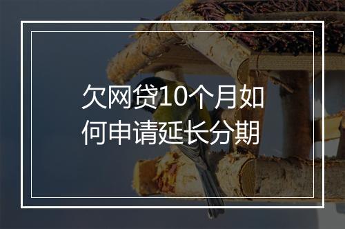 欠网贷10个月如何申请延长分期