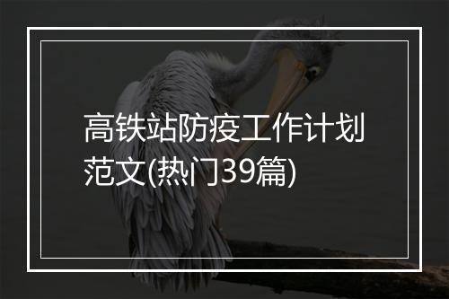 高铁站防疫工作计划范文(热门39篇)