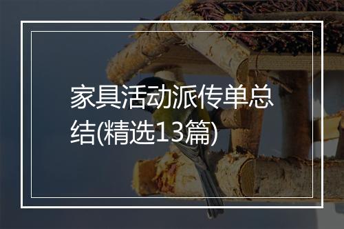 家具活动派传单总结(精选13篇)