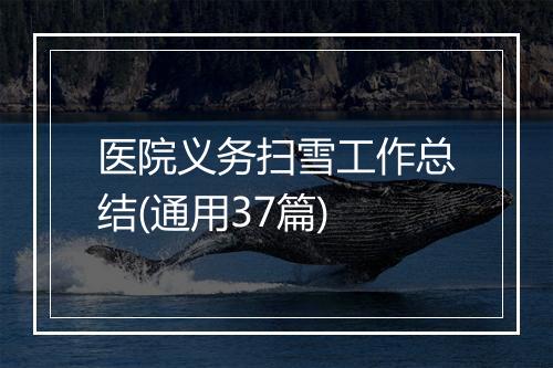 医院义务扫雪工作总结(通用37篇)
