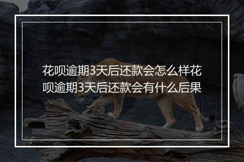 花呗逾期3天后还款会怎么样花呗逾期3天后还款会有什么后果
