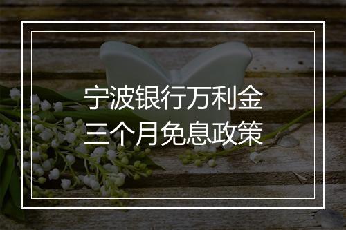 宁波银行万利金三个月免息政策