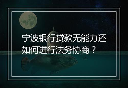 宁波银行贷款无能力还如何进行法务协商？