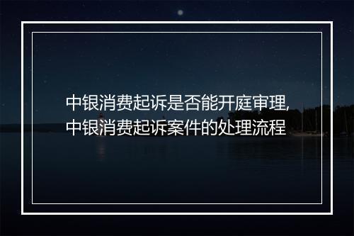 中银消费起诉是否能开庭审理,中银消费起诉案件的处理流程