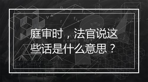 庭审时，法官说这些话是什么意思？