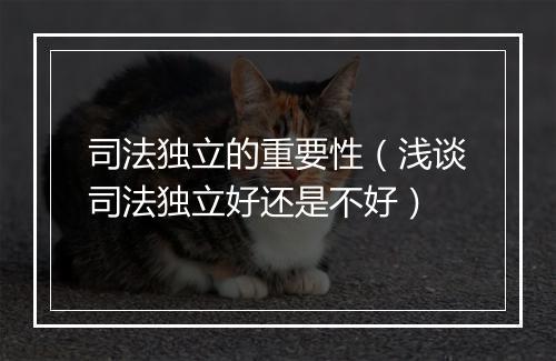 司法独立的重要性（浅谈司法独立好还是不好）